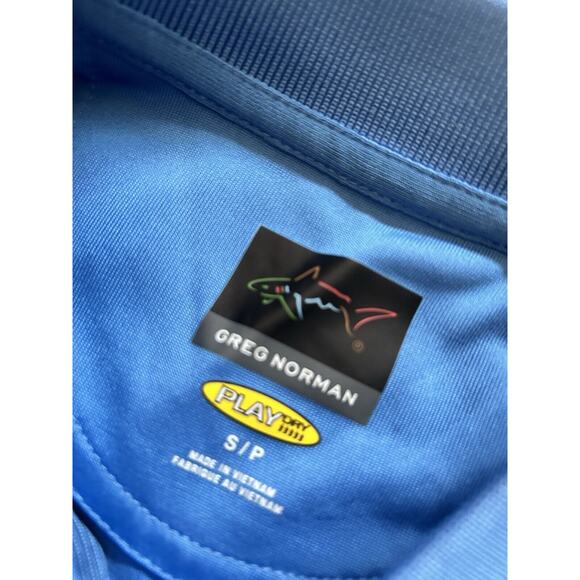 Greg Norman Golf Shirt Play Dry Performance Sz S Blue white Stripes NWT $75 - Picture 10 of 11